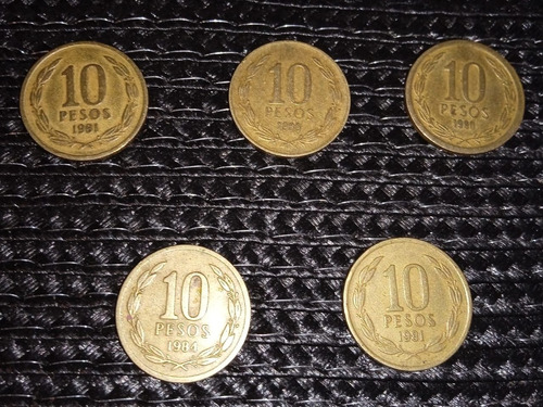 Moneda 10 Pesos Años 1981 (2) , 1989, 1990, 1984
