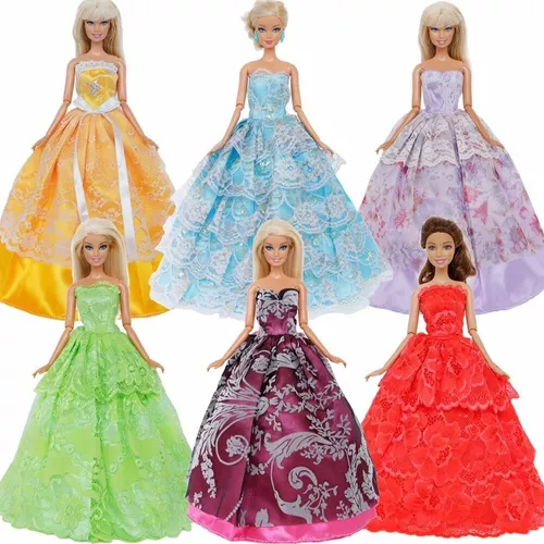 Kit Com 5 Vestidos De Princesa Para Boneca Barbie