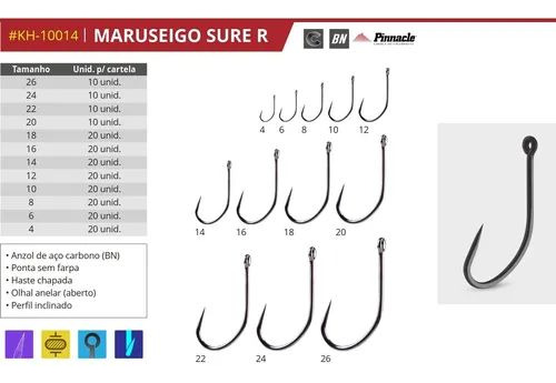 Anzol Pinnacle Maruseigo Sure Nº12 C/20 Sem Fisga