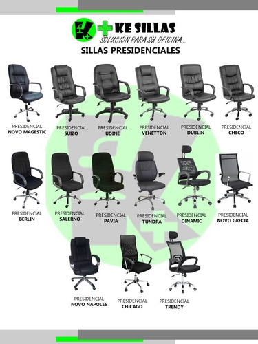 Silla Presidencial Gerencial Miami Piel Negra Oficina