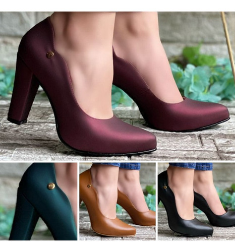 Zapatos Para Mujer Taco 7 Nacarado Envío Gratis 