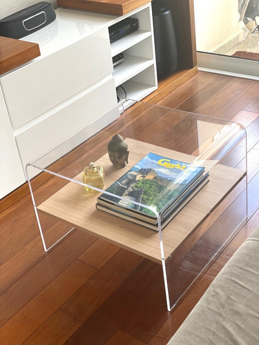 Mesa De Centro De Acrílico Com Mdf - Linda Cor Cristal