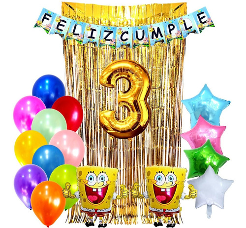 Combo Kit Deco Fiesta Globos Bob Esponja N°6