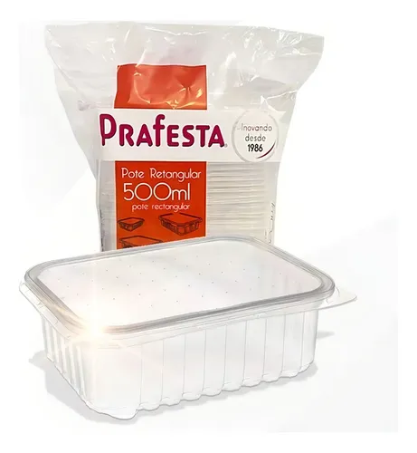 comprar Marmita Micro-ondas Freezer 500ml Prafesta Com 24 UN. Pote Fitness
