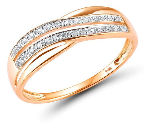 Anillo Compromiso Oro Rosa 14k 28 Diamantes Boda Regalo Dama