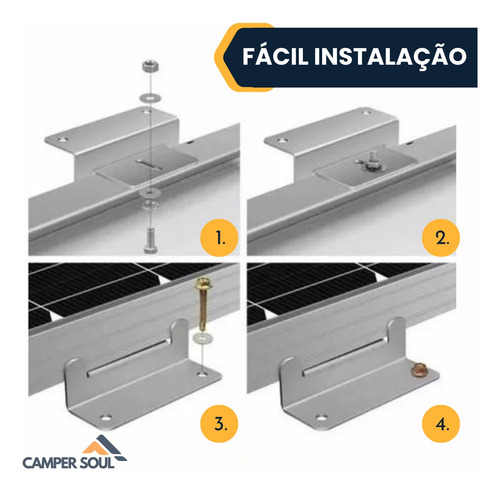 Kit Fixador Suporte Placa Solar Para Utilitários E Barcos