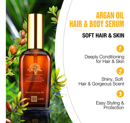 Aceite De Argán Arganmidas, Hidratante Cabello Y Piel, 100