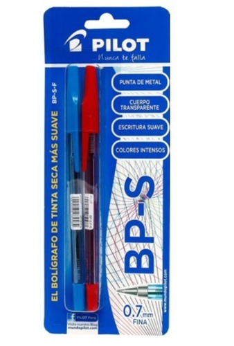 Boligrafo Pilot T/sec (bp-s-f) Fino 0.7mm (x2) Az/rj Blis