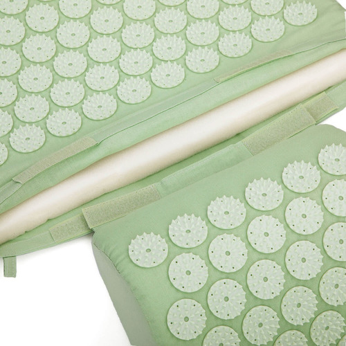 Yogateria Tapete E Almofada Acupressure Acupressão Massagem Cor Verde