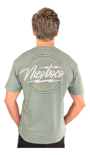 Camiseta Nicoboco Original Masculina Verde Estampa Costas