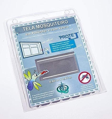 1 Pc  Tela Mosquiteiro C/velcro 1,25x1,25 Cinza Fera 6964