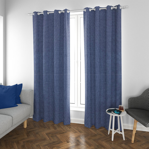 Set De Cortinas Blackout 2 Paños De 140 X 220 Cm Azul