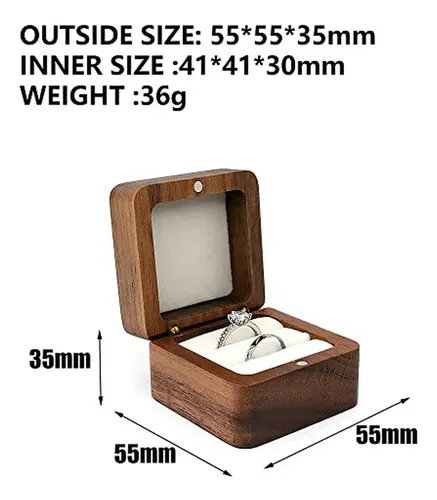 Caja De Madera Para Anillos De Boda Y Compromiso Con Adornos