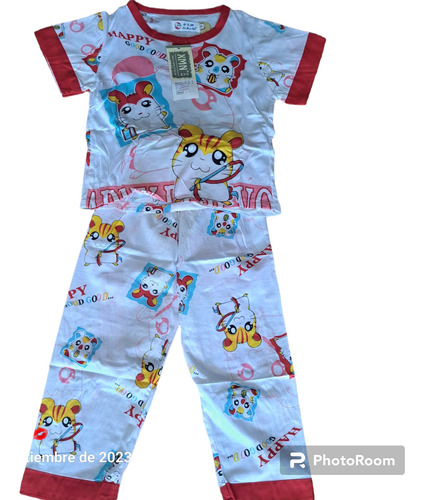 Pijama Unisex Hamtaro Hamster Talla 8 Niños Rojo