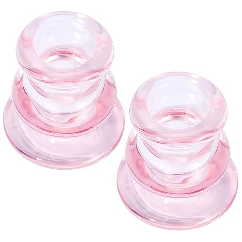 Portavelas De Cristal Transparente, Juego De 2 Portavelas.