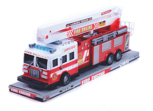 Carro Bombero Ladder Friccion Luz Y Sonido Base Y Tapa