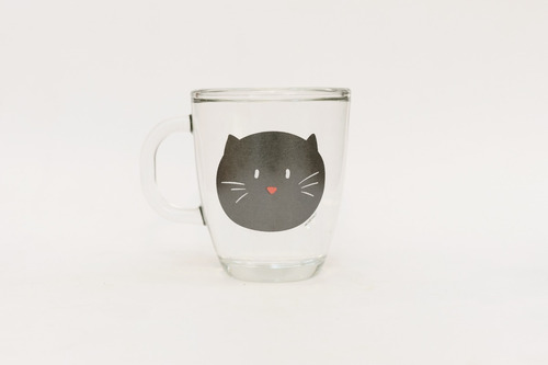 Taza Vidrio Templado Gato Negro Cat Acabajo