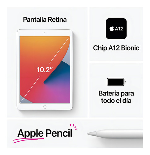 iPad 8th generation 2020 A2270 10.2" 32GB gris espacial - Excelente (Reacondicionado)