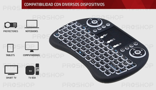 Imagen 9 de 10 de Mini Teclado Inalambrico Led Retroiluminado Smart Tv Android
