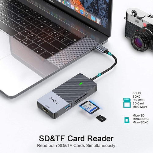 Imagen 4 de 9 de Adaptador Usb-c - 3 Port Usb + Hdmi + Sd + Msd + Pd - Pc/mac