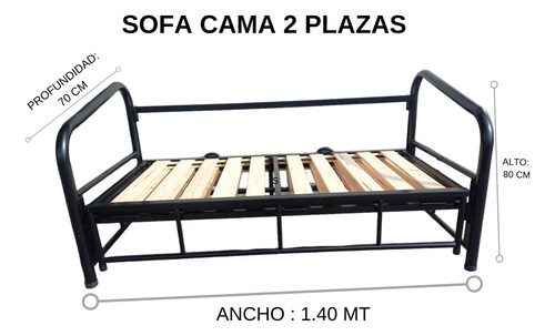 Sofá Cama Plegable Con Colchón 2plazas 1.40 Caño Fácil Abrir