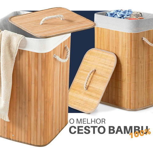 Cesta De Ropa Sucia Con Forro De Bambú, Multiusos Y Organiza