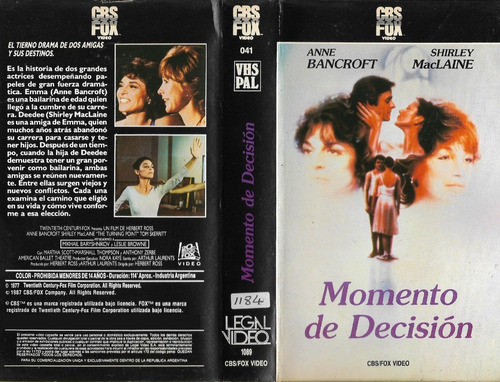 Momento De Decision Vhs Shirley Maclaine Mikhail Baryshnikov