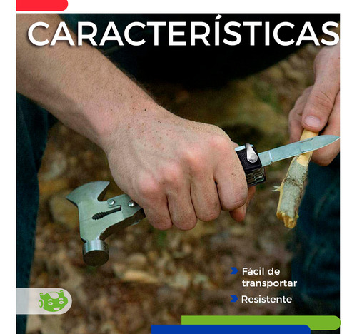 Martillo 18 en 1 Slim Company Herramienta Multiusos Navaja Alicates Destornillador Sierra Abrebotellas Para Camping Bricolaje Con Funda Transportadora Acero Inoxidable 16cm Color Negro