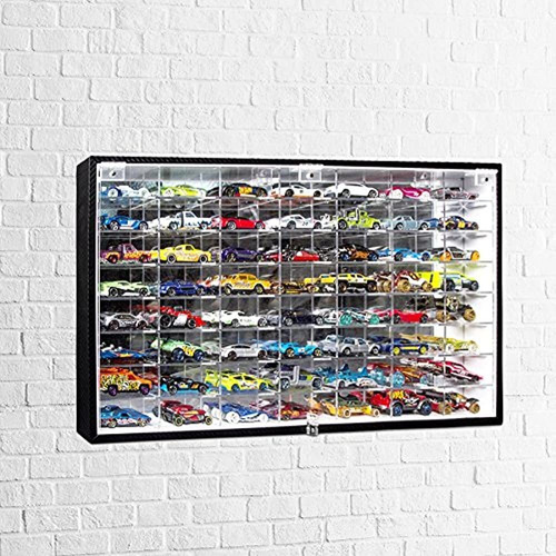 J Jackcube Design - Vitrina Fundida A Presión Jackcubedesign Hot Wheels A Escala 1 64, Estante De Almacenamiento, Soporte De Pared Para 56 Hot Wheels (negro, 24,61 X 13,78 X 2,05 Pulgadas) -mk184