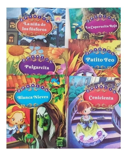 Set De 6 Cuentos Infantiles Clásicos Ilustraciones A Color 