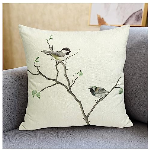 Fundas Decorativas De Lino Cojines Birds On Tree 18x18,...