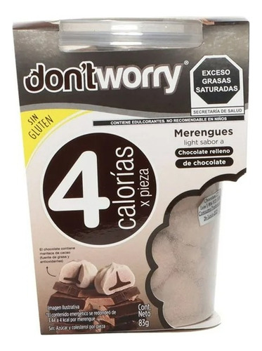 2 Pza Merengues Don't Worry Light Sabor A Chocolate Con Rell