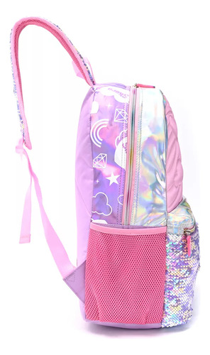 Mochila Espalda Alma Lentejuelas 18p Skora Sharif Express Color Lila Diseño De La Tela Matelassé