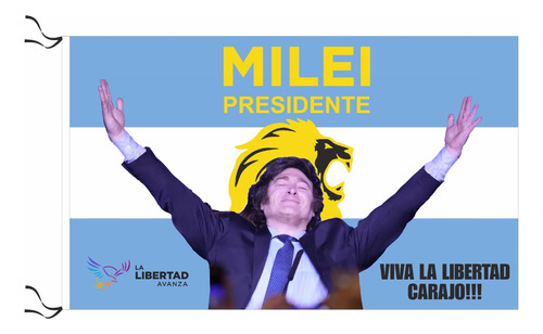 Bandera Javier Milei Presidente Arg 2023 90 X 150cm