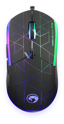 Mouse Gamer Juego Optico 4000 Dpi 6 Botones Luz Marvo M115 Color Negro