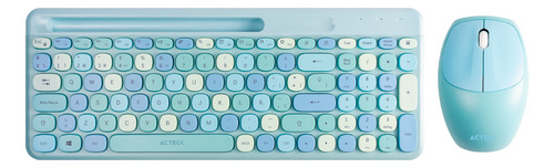 Kit Teclado Y Mouse Acteck Mk470 Inalambrico Delgado Azul