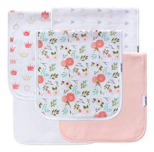 Paquete De 5 Paños Para Eructar Para Niñas, 100% Algodón Org