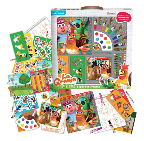 Set Marcadores Coloreo Stickers Crayones Acuarelas Actividad