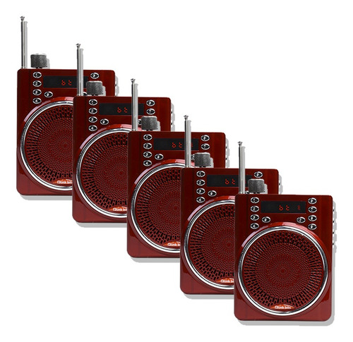 Bocina Mini Bluetooth Portátil Rojo Con Micrófono Paquete 5
