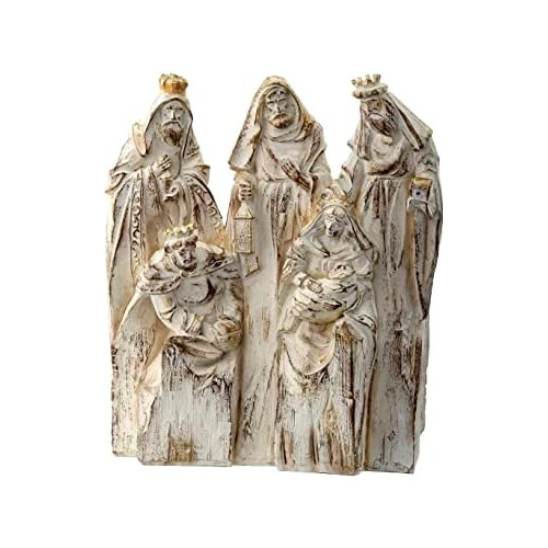 Figura De Pesebre Tallada Bloque De Madera, 9.5 Pulgada...