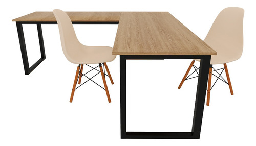 Conjunto Mesa Industrial Para Escritório 150x150 Pés Pinus