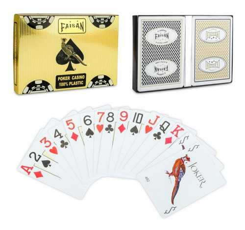 Faisan Set De 2 Barajas Cartas De Plástico Poker Profesional
