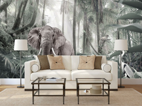 Foto Mural Impreso Estilo Papel Pintado Elefante