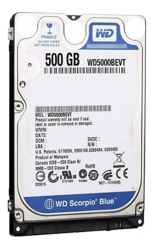 Disco Hdd 500gb Wd / Notebook 5400 Slim Pull New / Cuo