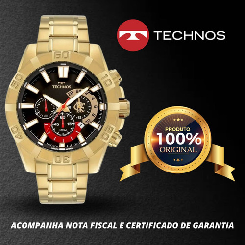 Relógio Masculino Technos Analógico Flamengo Troca Pulseira Dourado