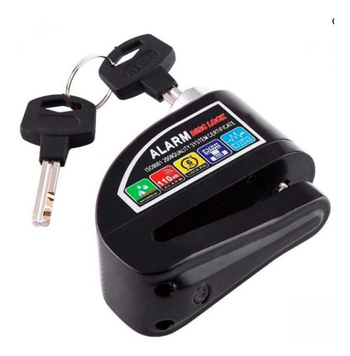 Candado Freno Disco Con Alarma 110db Moto Con 2 Llaves 