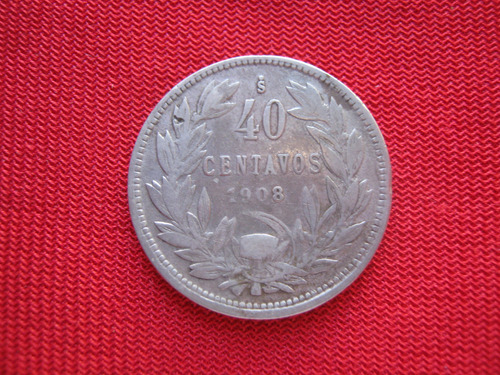 Chile 40 Centavos 1908 Plata 