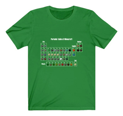 Polera Unisex Minecraft Game Tabla Periodica Estampado