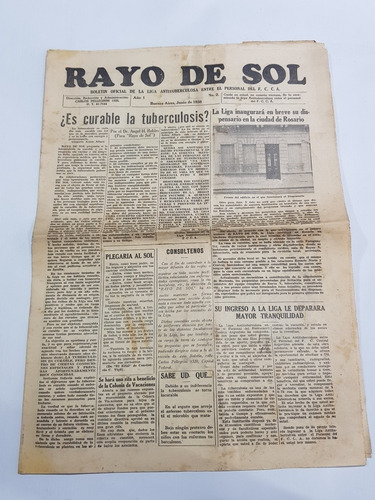 Antiguo Periódic Ferroviario Rayo De Sol 1938 Fcca Mag 58195