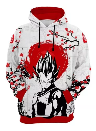 Blusa de Frio Moletom Full Goku Criança Desenho Anime com Capuz